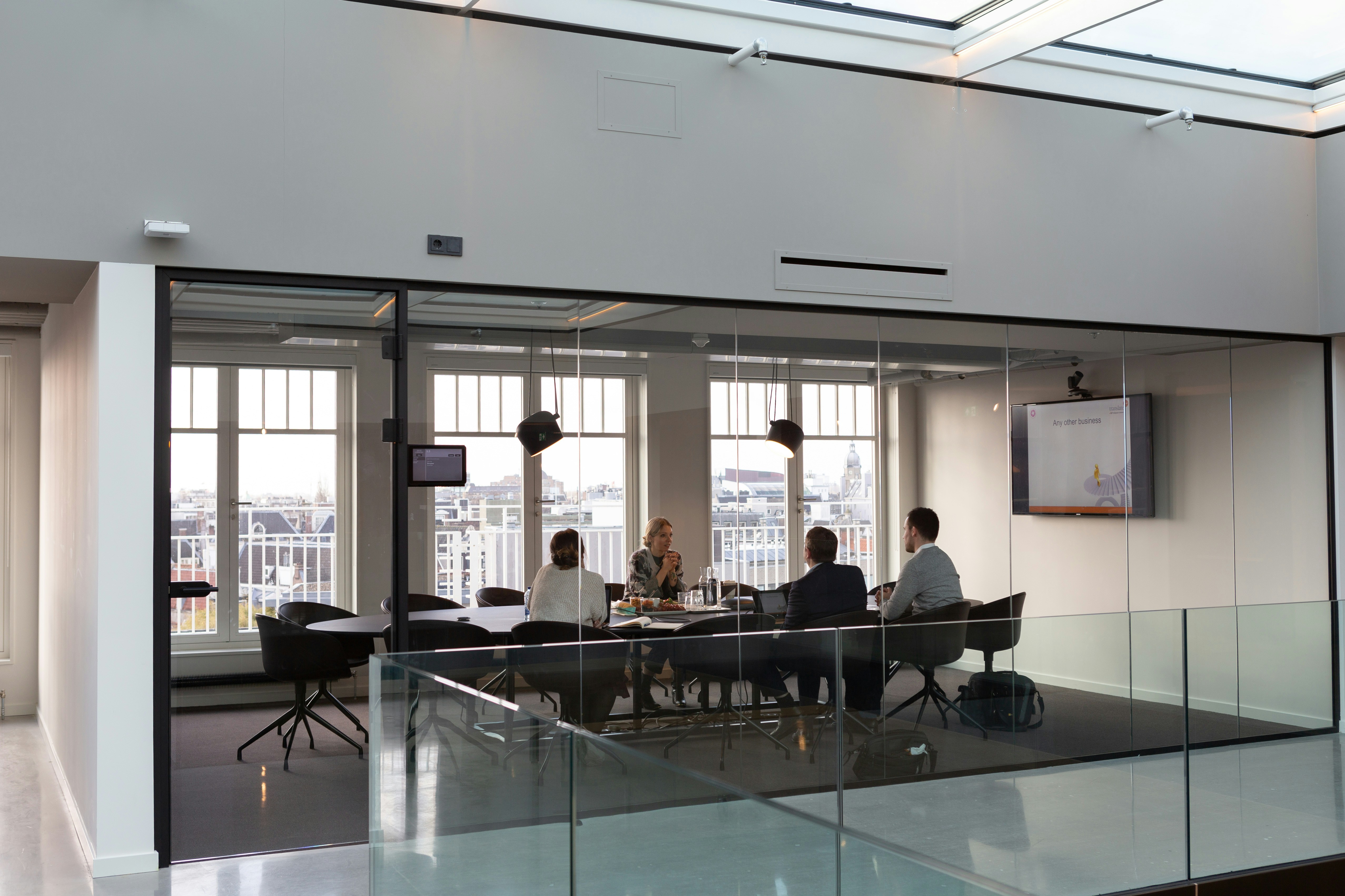 Professional team meeting in modern conference room